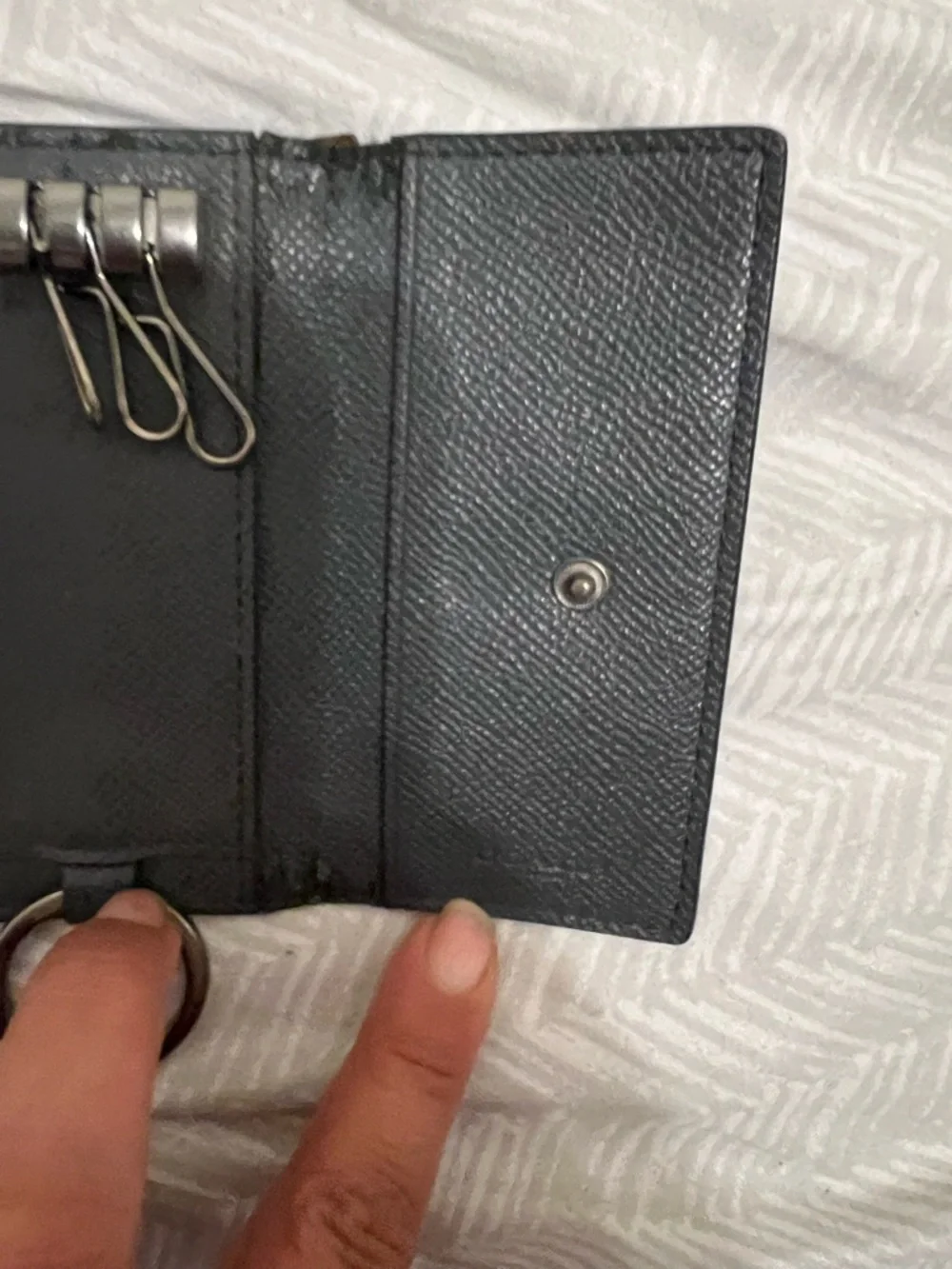 Vintage Coach Black Pebbled Leather Key Holder Wallet